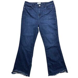 FRAME Womens Le Crop Mini Boot Cut Raw Hem Jeans Size 32 Medium Wash Stretch